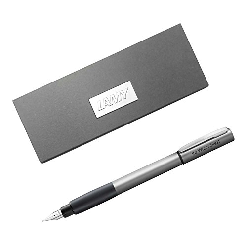 Lamy Füllhalter accent Al KK Modell 096, Feder M, inkl. Gravur, Farbe Aluminium/Schwarz
