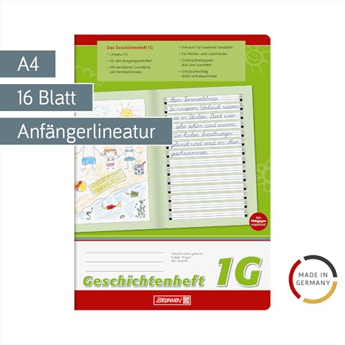 BRUNNEN Geschichtenheft | A4, Lineatur 1G, 16 Blatt, grün