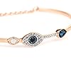 SWAROVSKI Women's Symbolic Evil Eye Bangle Bracelet, Blue Crystal, Mixed Metal Finish, Medium