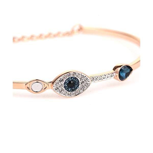 SWAROVSKI Women's Symbolic Evil Eye Bangle Bracelet, Blue Crystal, Mixed Metal Finish, Medium