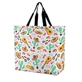 EJFICAHG Sacs À Main Pour Femmes Guitare Et Cactus Sac D'achat Sac Fourre Tout En Polyester Sac À Dos Sacoche
