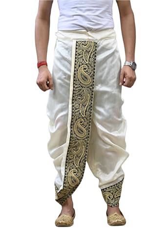 Image of Men's Ready to Wear Pant System MARWADI Embroidered Dhoti for Marriage, Party, Pooja, Festival etc. (GC009)