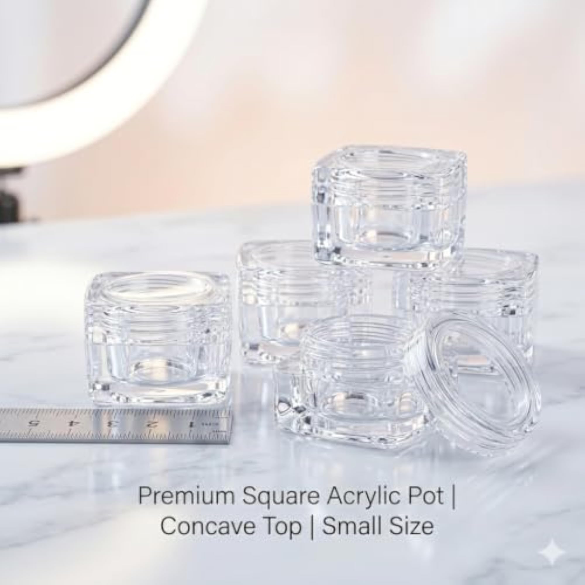 Clear Square Nail Art Storage Jars with Screw Lid, Premium Containers
