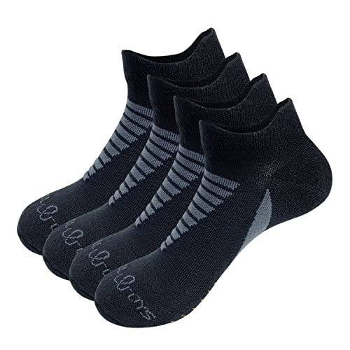 Chill Boys Viscose from Bamboo Terry Ankle Socks - Cushioned Sole Athletic Men's Low Cut Sock - Black