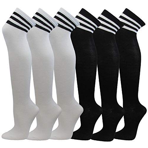 Image of COUVER Over Knee High Socks Women Warm Dress Tube Stocking Cosplay Socks Thigh High Leg Warmer - 6 Pairs