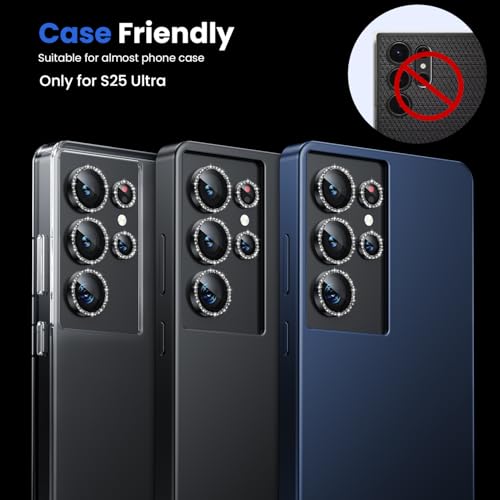 Image of WSKEN for Samsung Galaxy S25 Ultra Camera Lens Protector - Ultra Thin | Case Friendly, 9H Shatterproof Tempered Glass, Anti Scratch Metal Circle, Camera Screen Protector Cover Accessories, Glitter