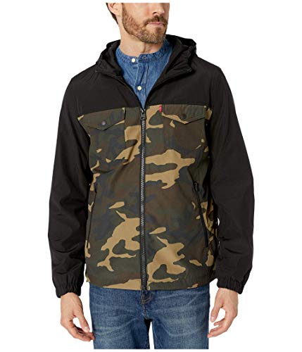 Levi's Mens Hooded Waterproof Arctic Cloth Rain Jacket, Camo/Black, X-Large Us #TOP14
