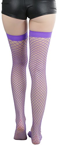 Image of ToBeInStyle Women's Vibrant Large Net Fishnet Thigh High Elastic Nylon Novelty Stockings