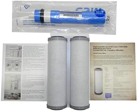 Combo Pack FX12M and FX12P Alton Brand Compatible Replacement Filters for GXRM10RBL GXRM10G RO systems, 2 Carbon Filters, 1 RO Membrane Filter