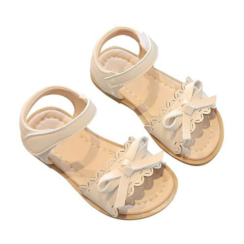 Kids Toddler Girls Solid Bowknot Leather Sandals Open Toe Flat Bottom Princess Sandals Summer Fashion Dress Shoes