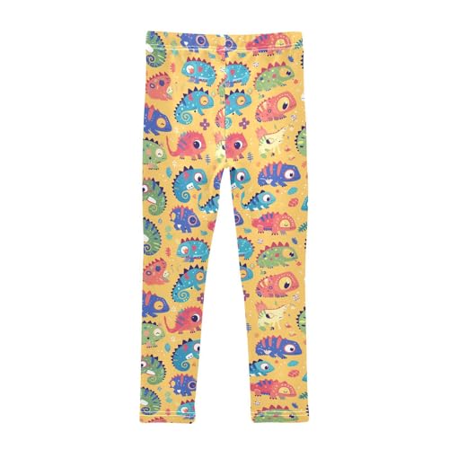 Chameleon Cute Cartoon Kids Colorful Girls Active Leggings Casual Full Length Pants Sports2