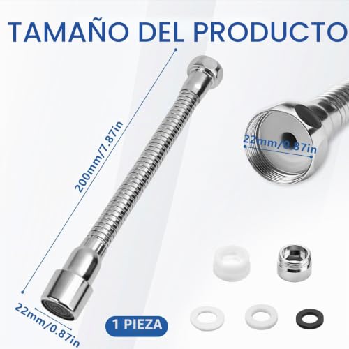 Miniatura 2 de Vzxzxe Alargador De Grifo De 20 Cm, Función Giratoria De 360 , A Prueba De Explosiones E Inoxidable, Adecuado Para Extensiones De Grifo De Baño Y Cocina