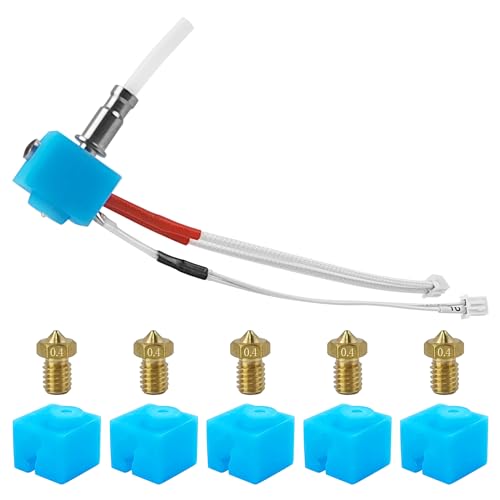 Kit Hotend para Anycubic Kobra, Componentes del Extrusor de la Impresora 3D Incluye Cabezal de Impresión para Kobra*1, Boquilla*5, Funda Aislante de Silicona*5, Kit Hotend para Impresora 3D