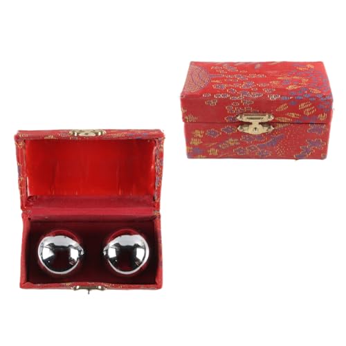Ausi 2 Bolas De Baoding Chinas Para Ejercicios De Salud, Con Estuche, Para Meditación, Masaje Y Estrés, Color Plateado
