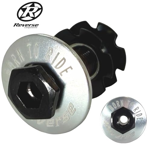 F26 Reverse Alu Top Cap MTB Dirt Barspin Steuersatzkappe Freestyle Rotor M10 Hohl Schraube für Bremszug Leitung (Silber)