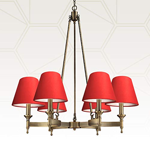 Image of Royal Designs, Inc. CS-1103-5RED-6 Textured Linen Empire Chandelier Shade, 3 x 5 x 4.5, Red, 6-Pack