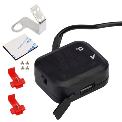 Cargador Móvil para Moto | Cargador De Teléfono para Motocicleta - con Pantalla Retroiluminada Voltímetro Termómetro para Viaje De Aventura Entrega ATV