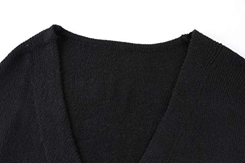 Auburet Womens Wrap Tie Waist Cardigan Sweater Lightweight Oversized Long Sleeve Open Front Knitted Coat With Pockets Black #TOP3