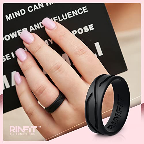 Rinfit Silicone Rings For Women - Silicone Wedding Bands Sets For Her - Patented Design Rubber Wedding Rings - 4Love Collection - Seti, Size 7 #TOP3