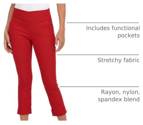 Image of HDE Pull On Capri Pants for Women with Pockets Elastic Waist Cropped Work Pants