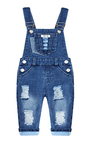 Image of KIDSCOOL SPACE Baby Girl Boy Jean Overalls,Little Kid Bib Pocket Denim Workwear