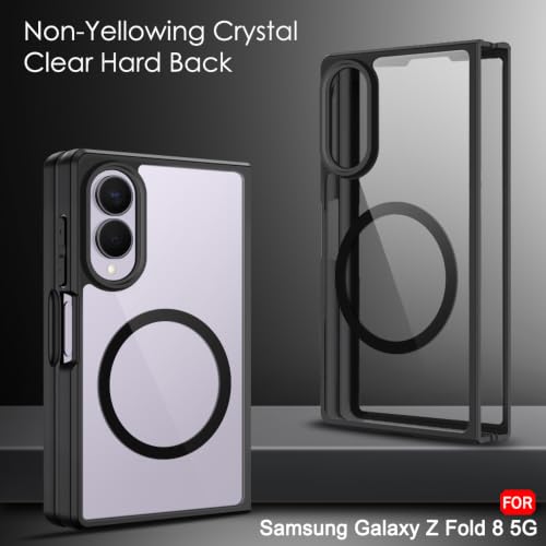 Image of TheGiftKart Hybrid Shockproof Back Cover Case for Samsung Galaxy Z Fold 8 5G Compatible with MagSafe | Hard Back Cover Case for Samsung Z Fold8 5G (PC & TPU, Transparent Clear Back, Black Sides)