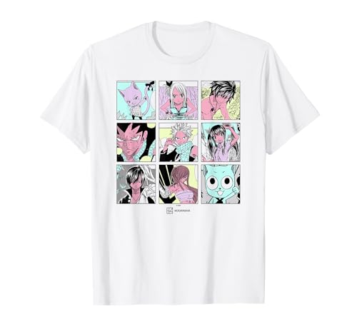 Fairy Tail Main Characters Box Up Retro Manga Panels T-Shirt