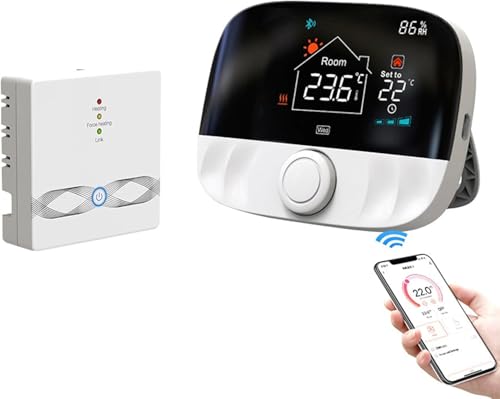Termostato inalámbrico WiFi Tuya, termostato Conectado WiFi, termostato Conectado a Caldera de Gas programable, para Calentamiento de Agua y Caldera de Gas, Compatible con Alexa Google