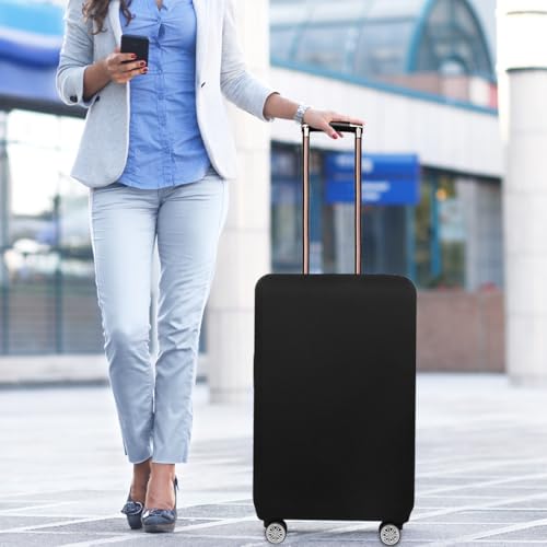 Hiseng Elastisch Kofferhülle, Schwarz Kofferschutzhülle Kofferüberzug, Suitcase Cover Waschbare Kofferschutz mit Reißverschluss, Polyester Luggage Cover Gepäck Cover Reisekoffer-18 bis 32 Zoll