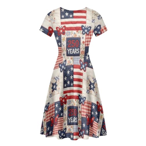 Image of POLERO Sunflower Dress for Women Floral Summer Dresses Short Sleeve Casual Sundresses Midi Dresses