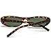 BRMHDY Elongated Narrow Cat Eye Sunglasses for Women 90s Retro Womens Oval Sunglasses Fashion Small Black Shades(Black/Grey+Tortoise/G15)
