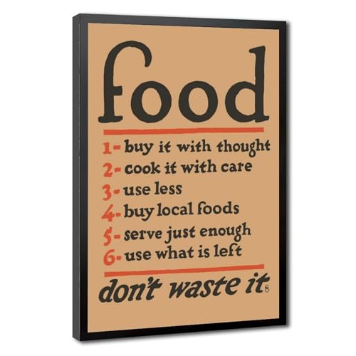 Impression sur toile Food Don't Waste It déco murale vintage prête à suspendre