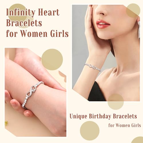 Image of Infinity Bracelets for Women Teen Girl Gifts Trendy Stuff Birthday Gift for Her Friend Sister Stocking Stuffers for Teens Girlfriend Daughter Adjustable Tennis Bracelets Christmas Anniversary Jewelry