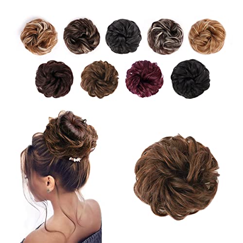 HH FASHION Messy Bun Hair Piece 1 PCS Synthetic Chignon Hairpiece Bun Tousled Updo Hairpiece Scrunchie Elastic Band Hair Buns for Women(2/30#)