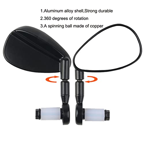 2023 New 1 Pair Bar End Bike Mirrors Bike Mtb Road Mirror Hd Acrylic Convex Lens, Aluminum Alloy Shell Shockproof Bicycle Mirror E-Bike Mirrors, Safe Cycling Rear View Handlebar Mirrors #TOP2