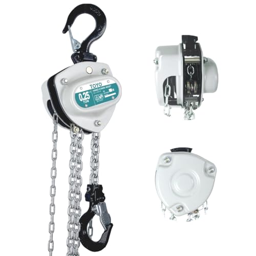 TOYO 550lbs Chain Hoist 1/4 Ton - Mini Hand Hoist with 10FT Chain, for Garages, Warehouse, Automotive - Heavy Duty Pulley Hoist with 2 Heavy Duty Hooks (550Lb 10Ft)