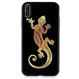 Hergestellt in Frankreich. Cokitec Schutzhülle für Wiko View 4, Motiv: Tiere, Maori Lezard, Schwarz