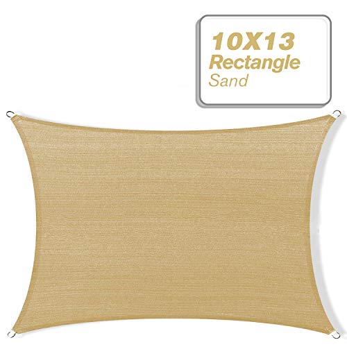 Belle Dura 10'X13' Rectangle Sand Sun Patio Shade Sail Canopy Use For Patio Backyard Lawn Garden Outdoor Awning Shade Cover-185 Gsm-Block 98% Of Uv Radiation-5Years Warranty #TOP1