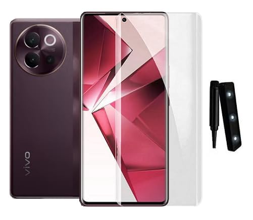Image of Raayan UV Tempered Glass For Vivo V40 Lite 5G Screen Protector Full Adhesive UV Glue Curved Edge to Edge Full Screen Coverage - Easy Installation