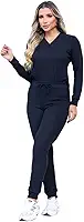Conjunto Feminino Casual Inverno Meia Estação Confortável Duas Peças Calça De Frio e Blusa De Frio