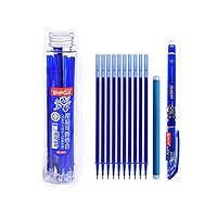 12pcs/box Red Blue Black Rollerball Pen Erasable Friction Gel Ink Refills Rub Out Pens Ballpoint Pen 0.5 mm Tip Study Gift for Best Friend (Blue)