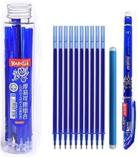 12pcs/box Red Blue Black Rollerball Pen Erasable Friction Gel Ink Refills Rub Out Pens Ballpoint Pen 0.5 mm Tip Study Gift for Best Friend (Blue)