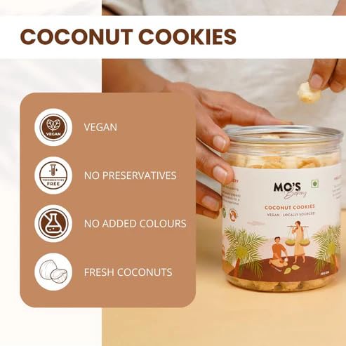 Mo's Coconut Cookies, 300 G | Organic & Vegan | Tasty and Nutritious cookies |100% Natural & Preservatives Free