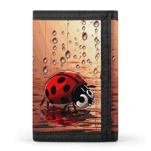 LPSBVNM Art Ladybug Tracks Trifold Wallet Slim Security Wallet for Men Women Card Holder Key Ring Photo Window Fashion Wallets