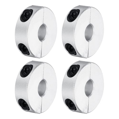 QUARKZMAN Aluminium Stellringe 8 mm Innendurchmesser Doppelt Geteilter Klemmring Silber Wellenring Bohrung Set-Schrauben Klemmringe Tiefenanschlag für Bohrer Auto Robotik 4 Stück