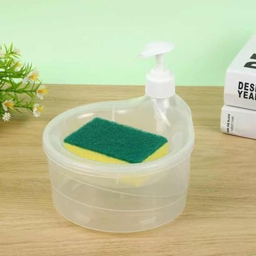 Image of TAZLYN Dish Washing Liquid Soap Dispenser with Sponge Holder Dish Soap Dispenser and Sponge Holder soap Dispenser for Bathroom