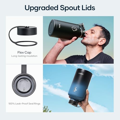 Image of BUZIO Flex Cap (BPA Free), Replacement Cap Accessories Leak-Proof Twist Chug Lid for 2.16in Wide Mouth Sports Water Bottles Stainless Steel, include 24oz,32oz,40oz,64oz,87oz,128oz