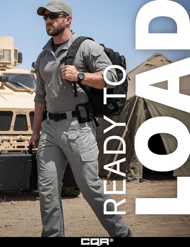 Image of CQR Men's Flex Ripstop Tactical Pants, Water Resistant Stretch Cargo Pants, Lightweight EDC Hiking Work Pants