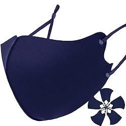 大きいサイズ 大きなマスク ２Ｌサイズ 洗える 夏用マスク スポーツマスク おしゃれなマスク 息がしやすい 蒸れない 冷感マスク UVカット ひんやりサラサラ 接触冷感 クールマスク 耳紐調整付き ２枚重ねマスク用にも 5枚入り 高性能5層フィルター2枚付き (冷感bigネイビーF付)