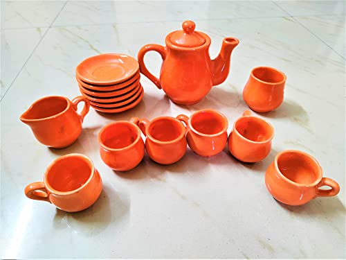 BhagyaShree Ceramic Kids Toys Kids Tea Set/Tea Cups Set with Suacers for Children DIY Kitchen Ceramic Tea Set for Kids Tea Set Tea Party Teapot Play Set Girls Kitchen Toy for Kids ONLY